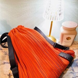 Orange Pleated Women's Bag